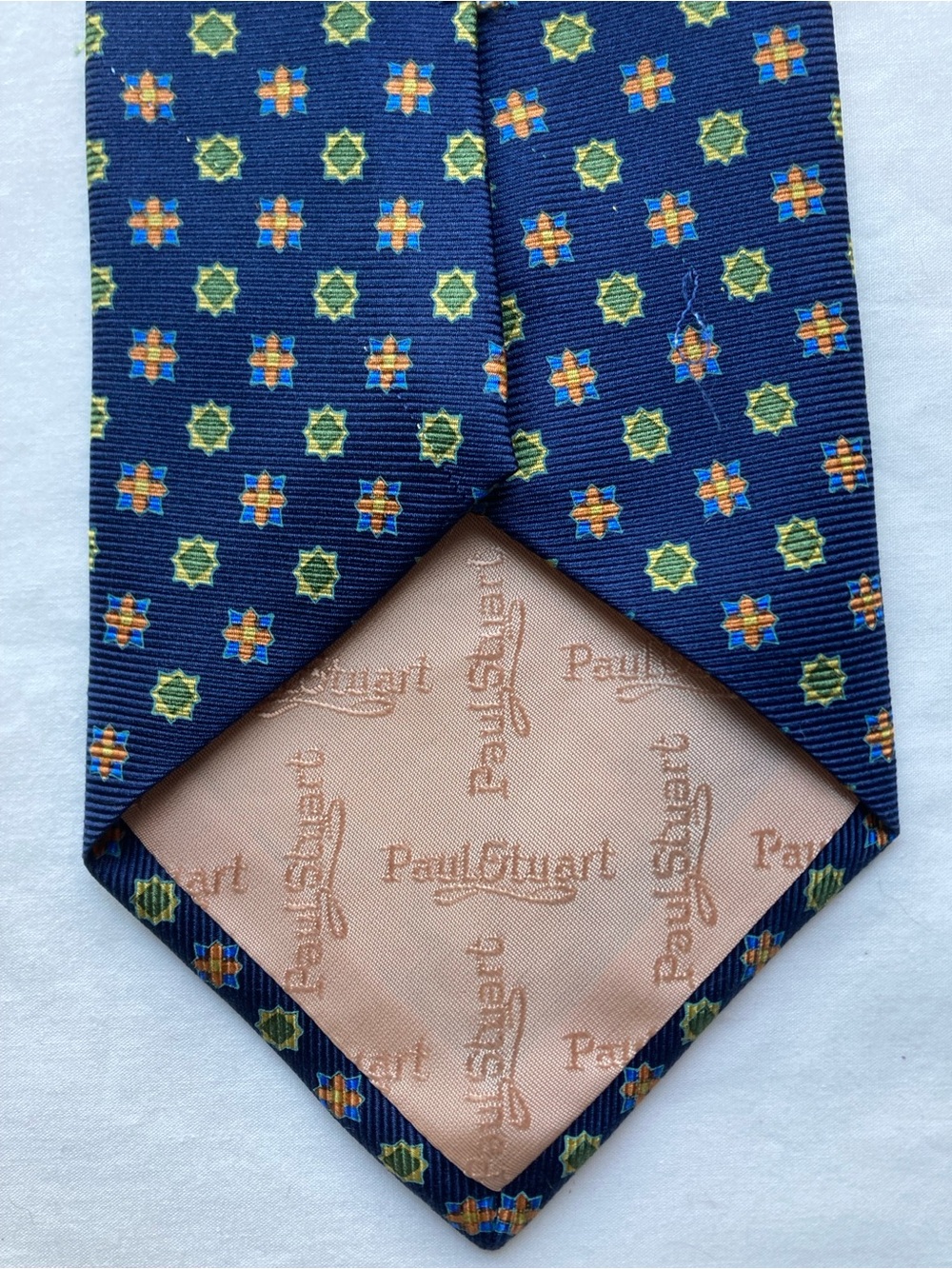 Paul Stuart Geometric Silk Hand Made USA Mens Tie Blue Multicolored 4.25x57 - Picture 2 of 4